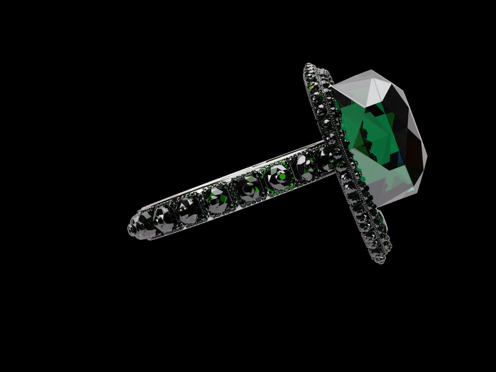 Silver Emerald Ring model 3D model_34