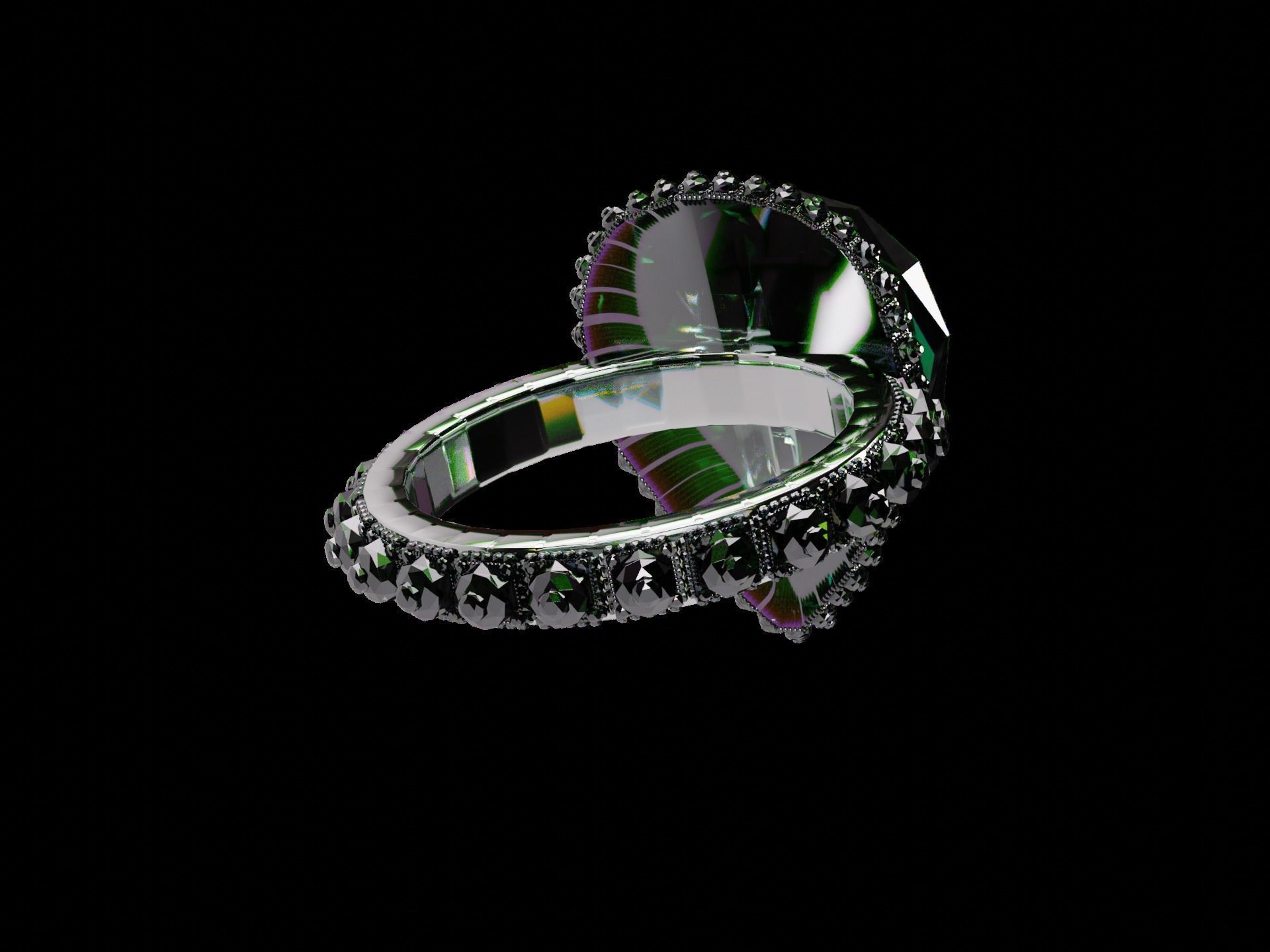 Silver Emerald Ring model 3D model_27