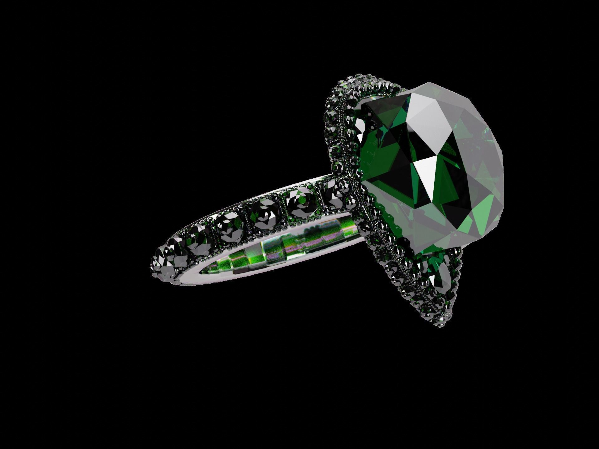 Silver Emerald Ring model 3D model_37