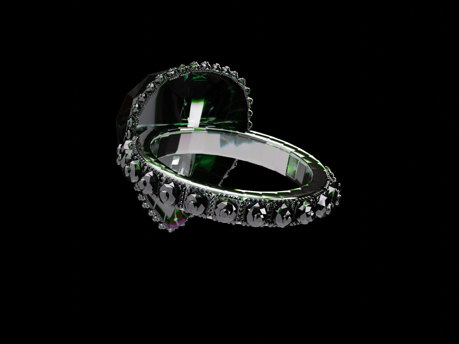 Silver Emerald Ring model 3D model_20