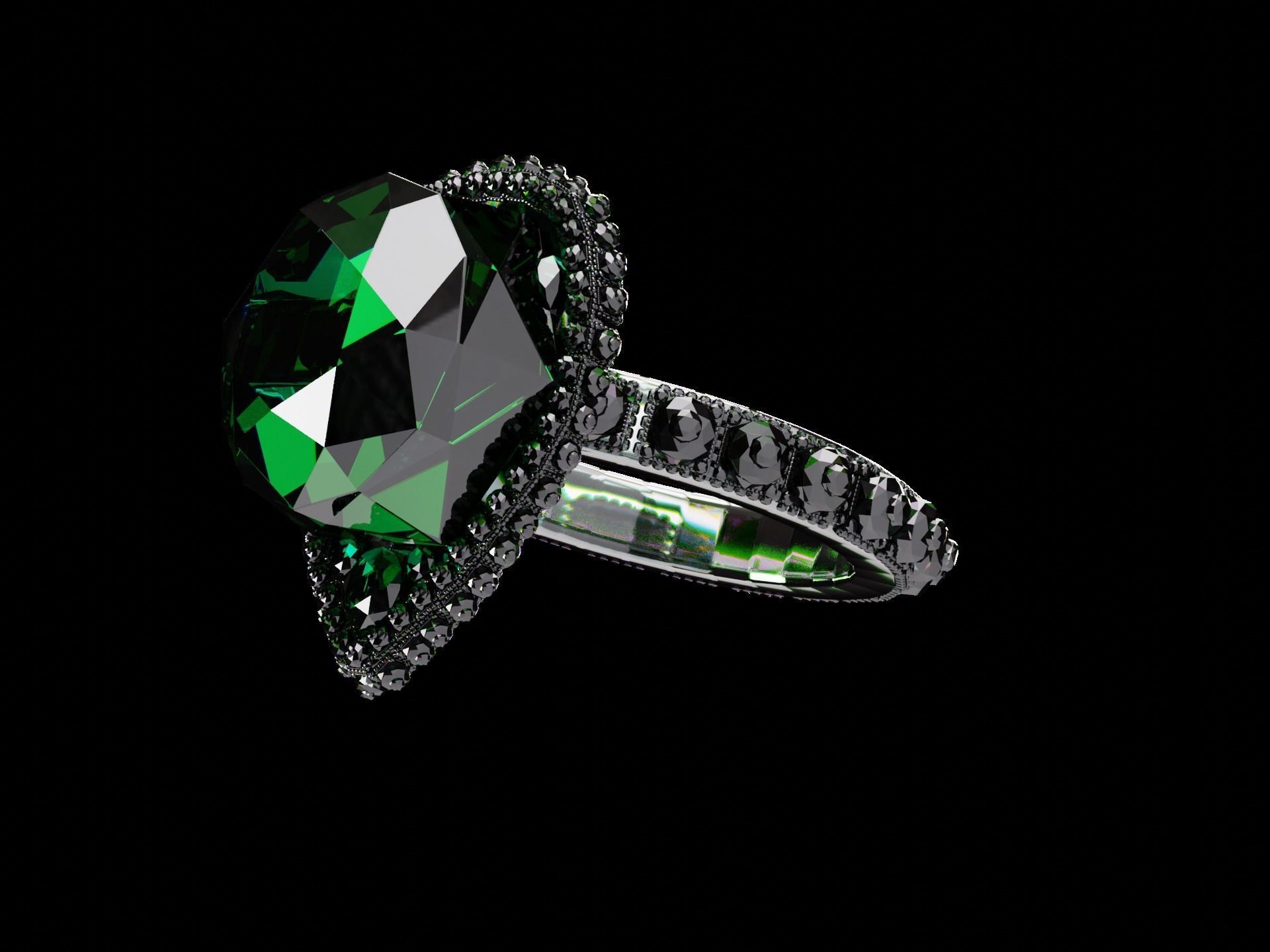 Silver Emerald Ring model 3D model_9