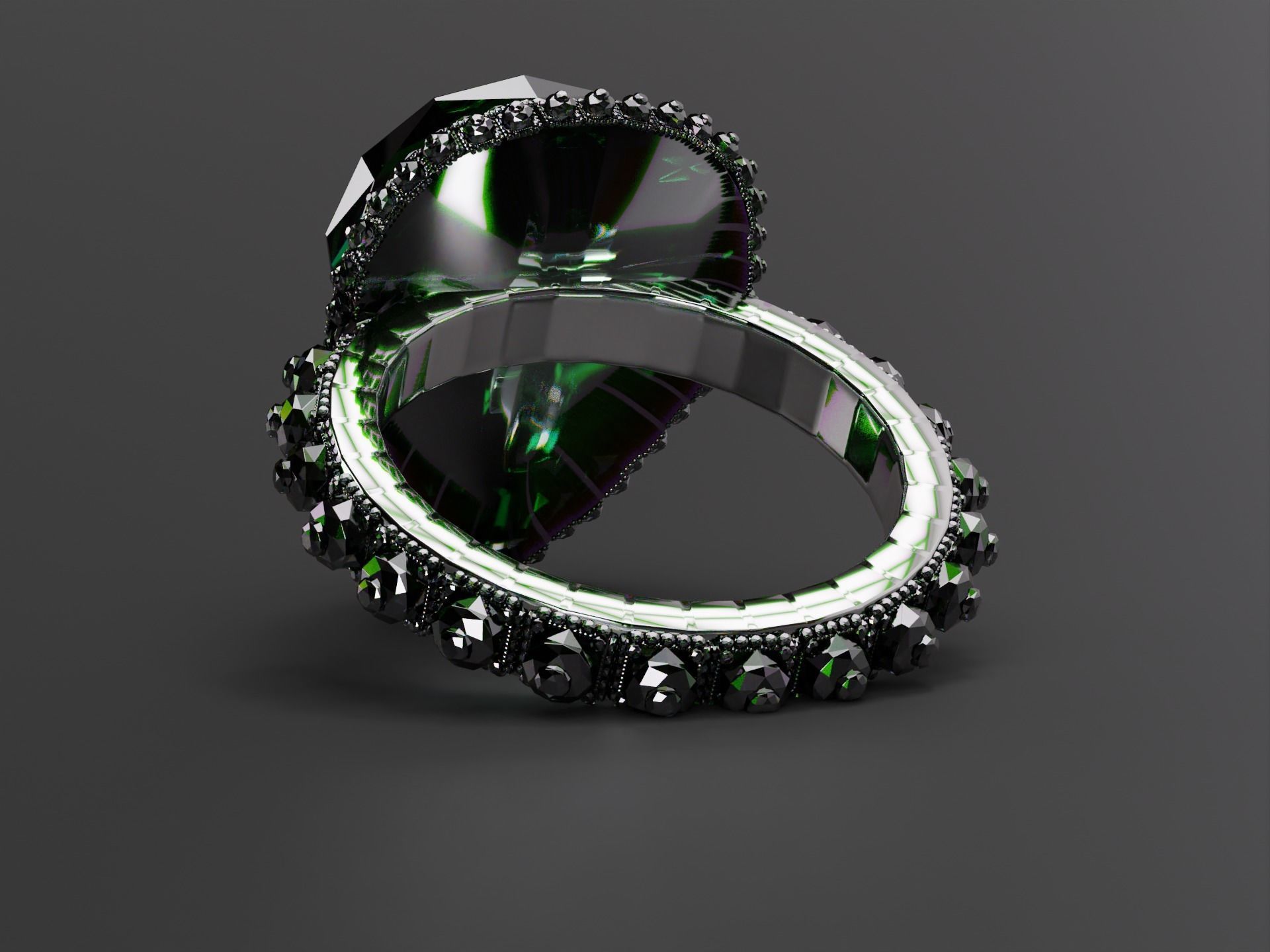 Silver Emerald Ring model 3D model_3