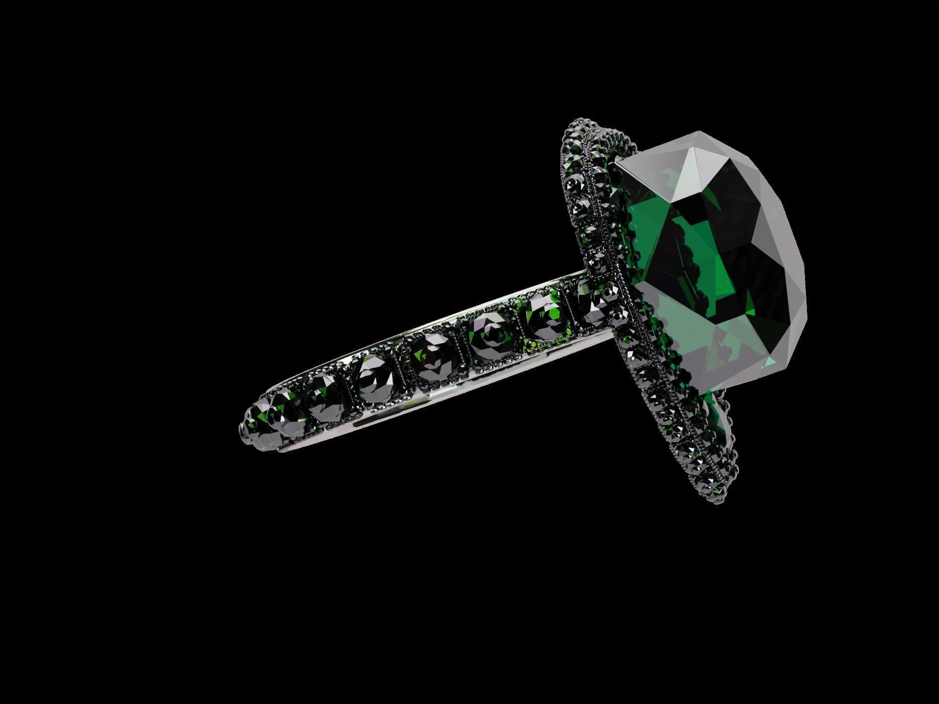 Silver Emerald Ring model 3D model_35