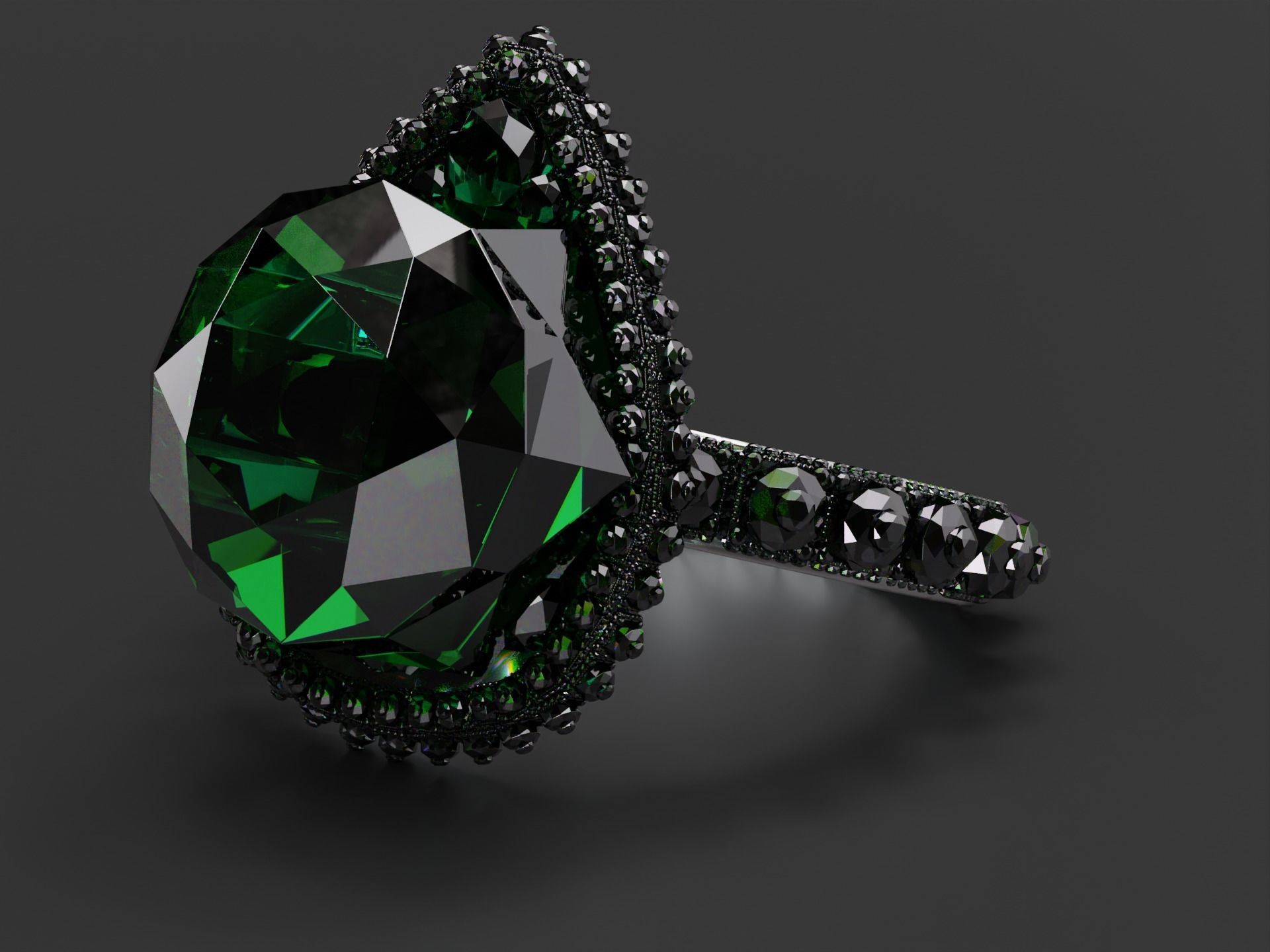 Silver Emerald Ring model 3D model_2