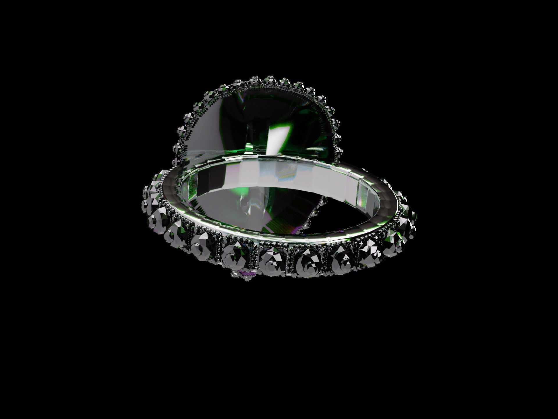 Silver Emerald Ring model 3D model_22
