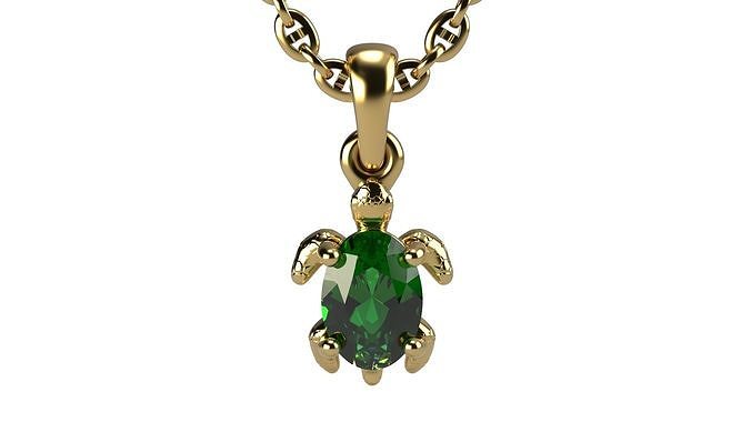 Turtle pendant With gem 3D print model
