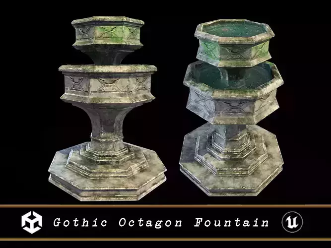 Medieval Gothic Octagon Fountain