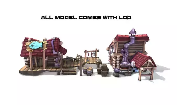 Cartoon Medieval House Low-poly 3D model