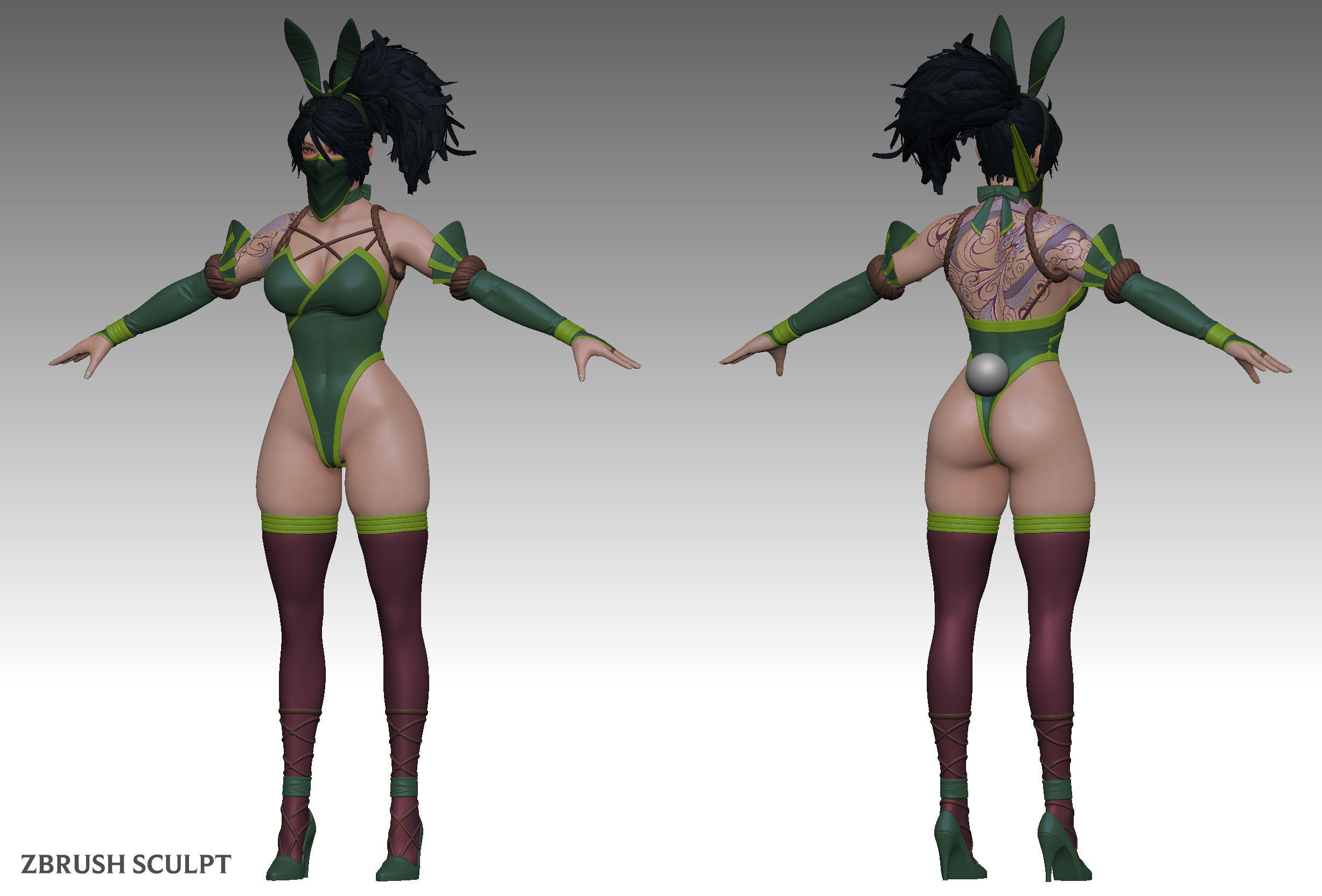 Bunny Akali - Game Ready Low-poly 3D model_14