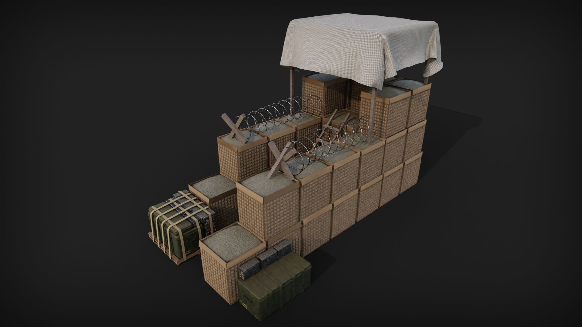 Military Sructure post Low-poly 3D model_4
