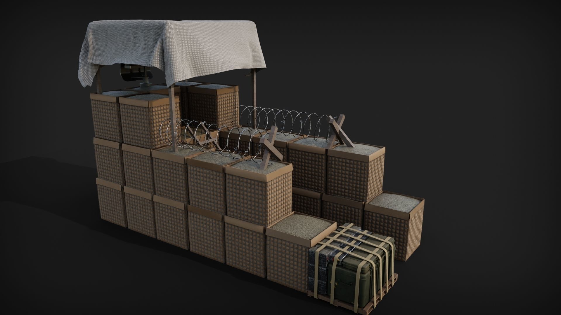 Military Sructure post Low-poly 3D model_2