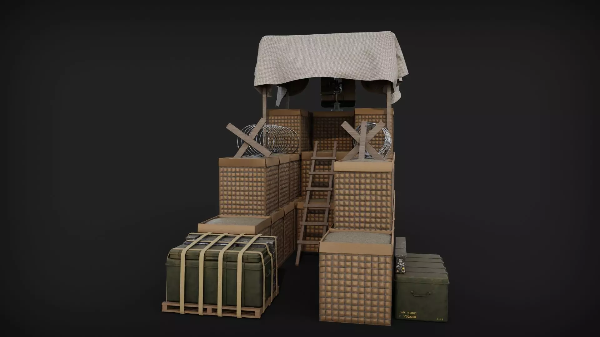 Military Sructure post Low-poly 3D model_0
