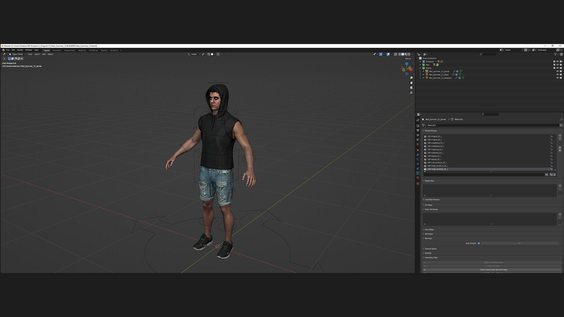 Mens and Womens Summer Outfits  - Modular - Rigged 3D Model Collection_8