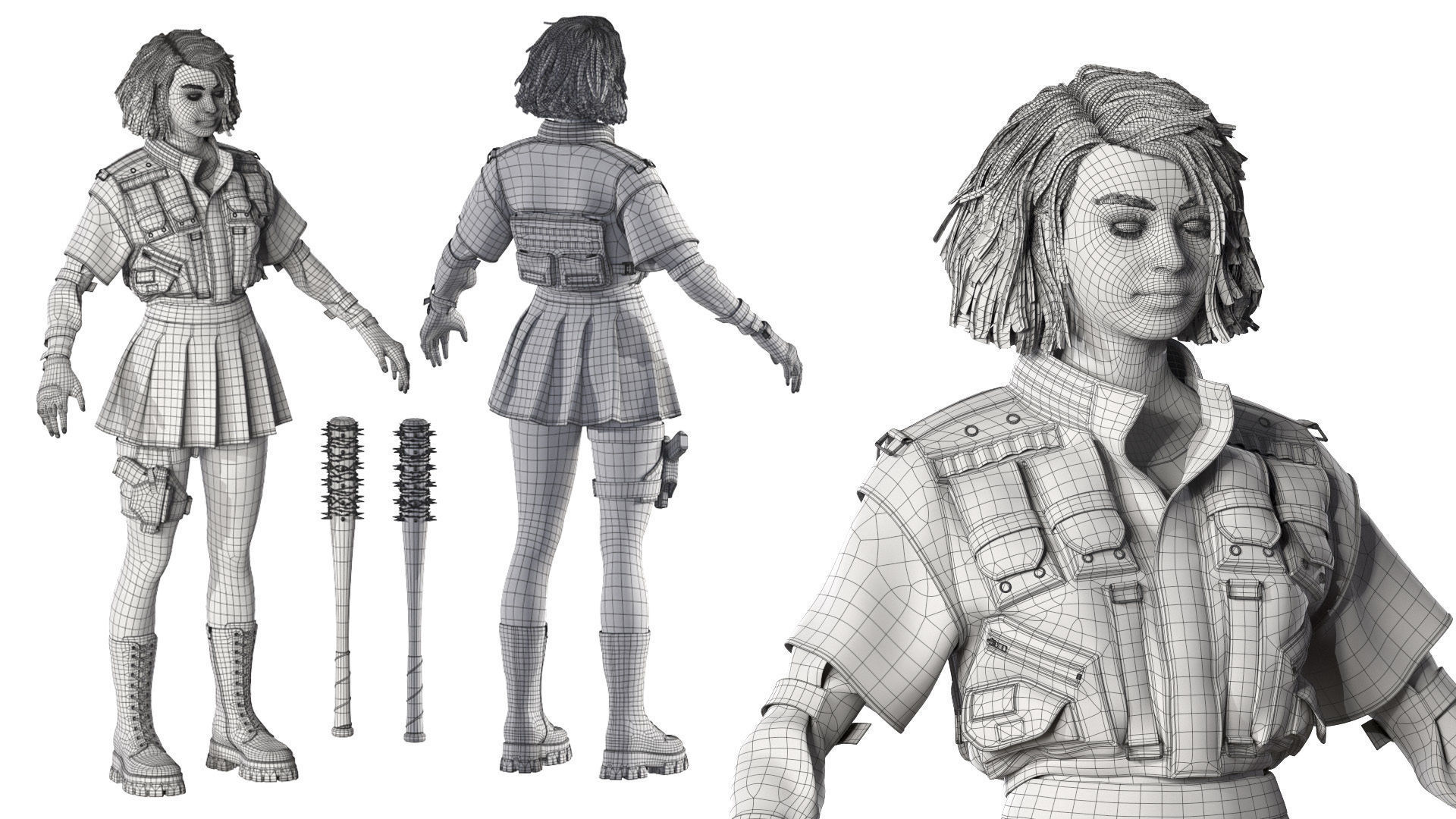 Mens and Womens Cyberpunk Outfits - Modular - Rigged 3D Model Collection_30