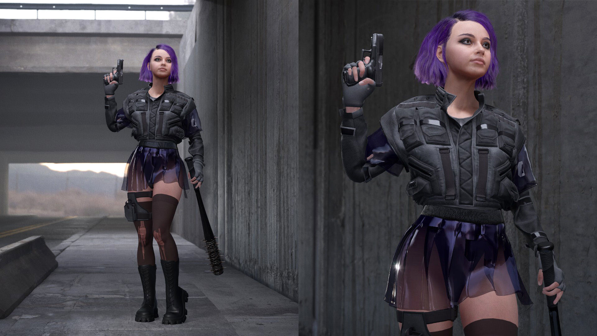Mens and Womens Cyberpunk Outfits - Modular - Rigged 3D Model Collection_7