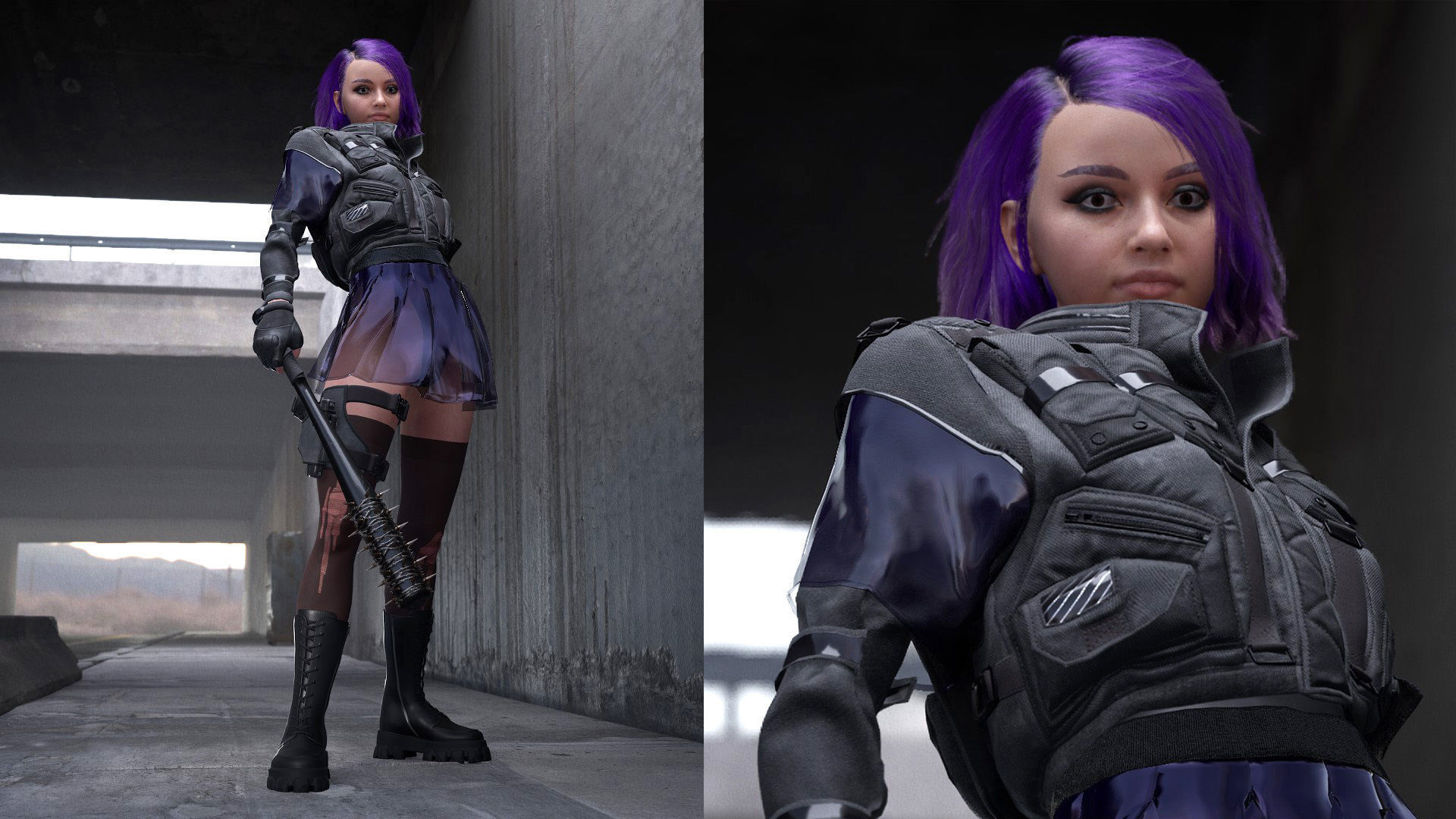 Mens and Womens Cyberpunk Outfits - Modular - Rigged 3D Model Collection_10