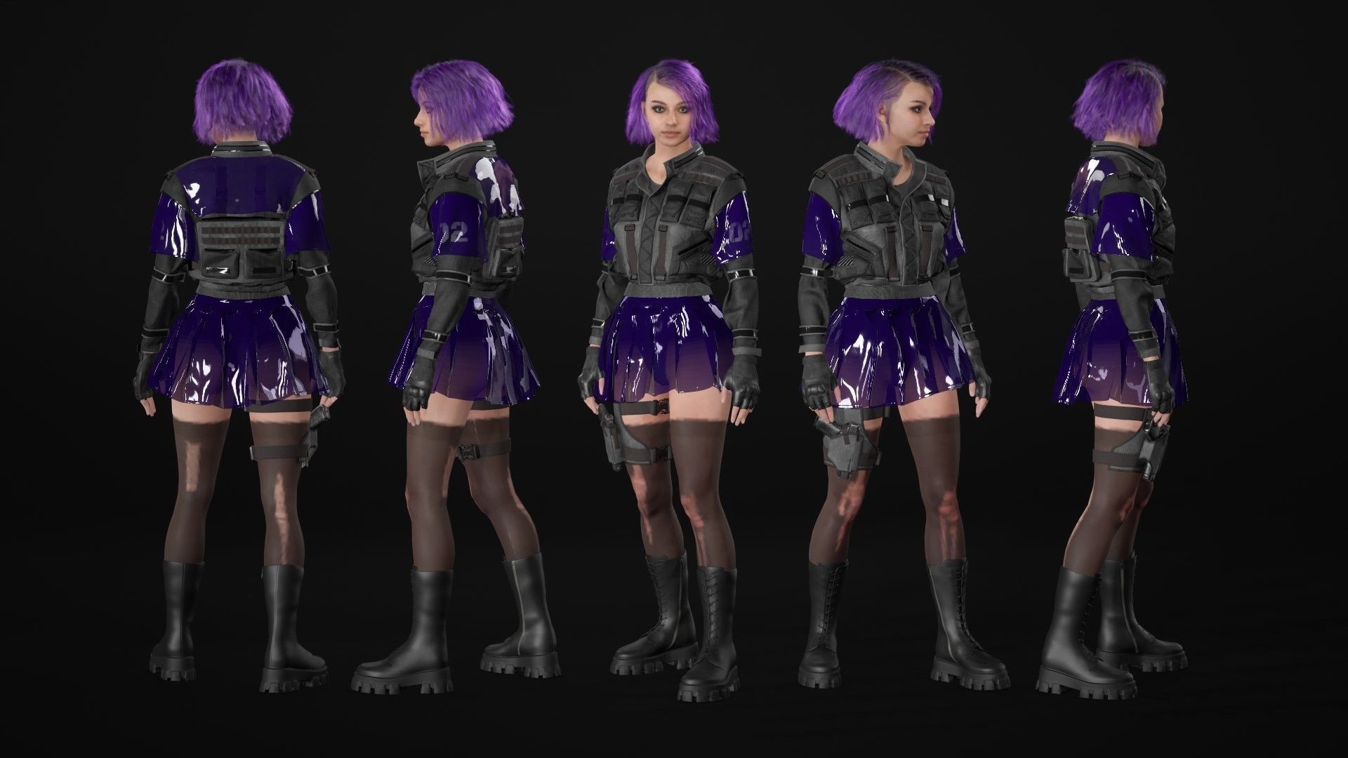 Mens and Womens Cyberpunk Outfits - Modular - Rigged 3D Model Collection_19
