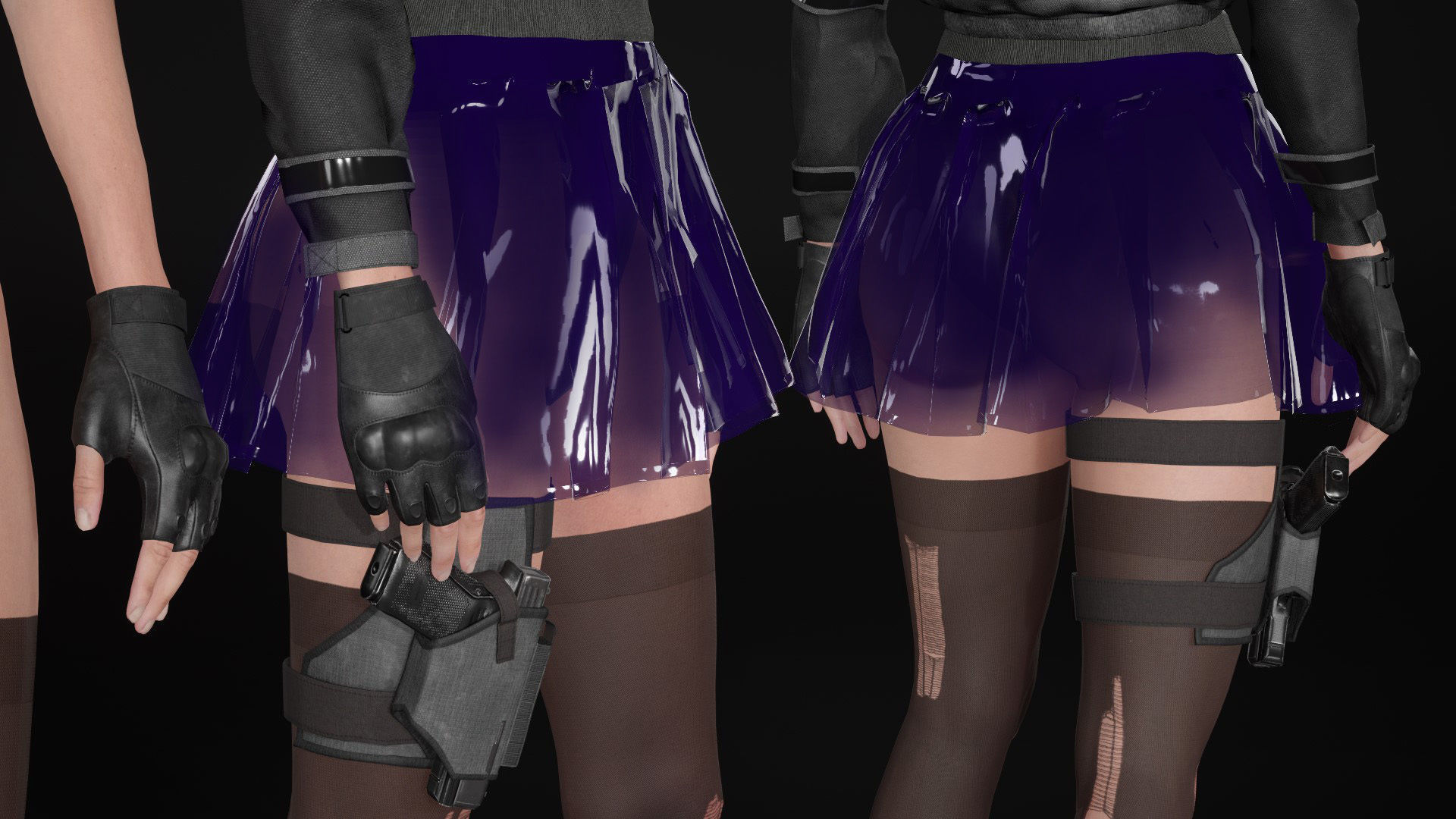 Mens and Womens Cyberpunk Outfits - Modular - Rigged 3D Model Collection_41