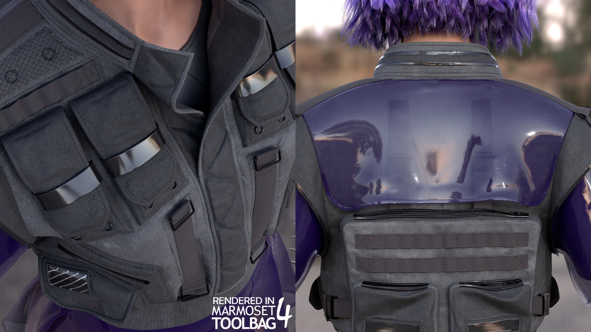 Mens and Womens Cyberpunk Outfits - Modular - Rigged 3D Model Collection_46