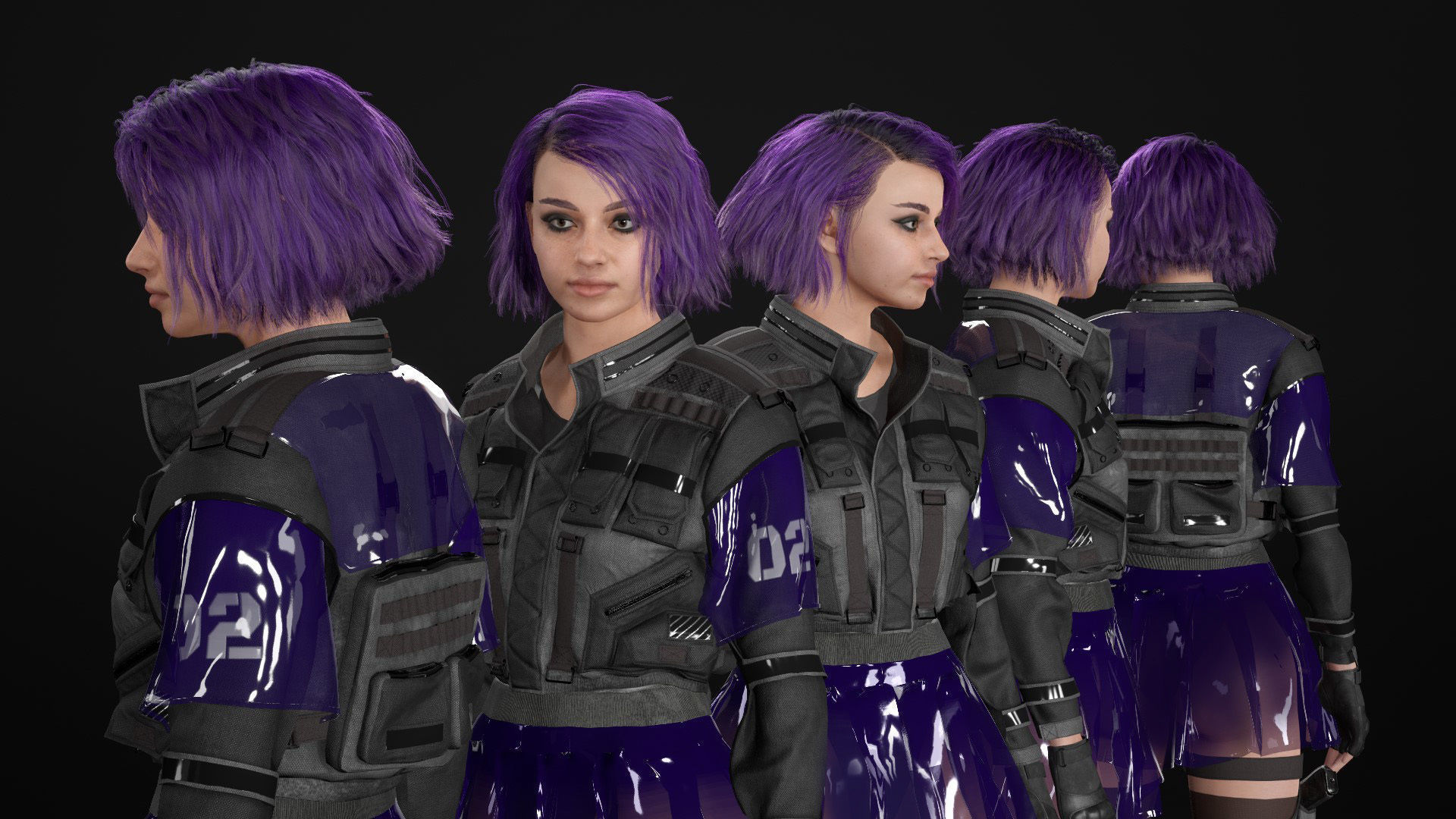 Mens and Womens Cyberpunk Outfits - Modular - Rigged 3D Model Collection_38