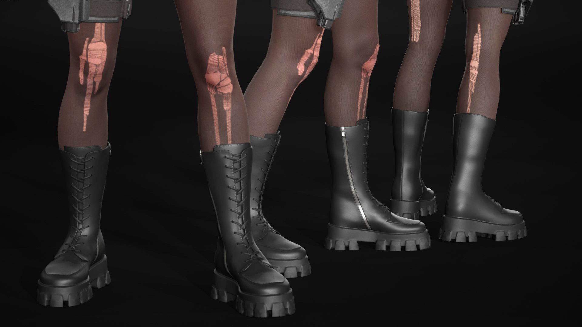 Mens and Womens Cyberpunk Outfits - Modular - Rigged 3D Model Collection_42