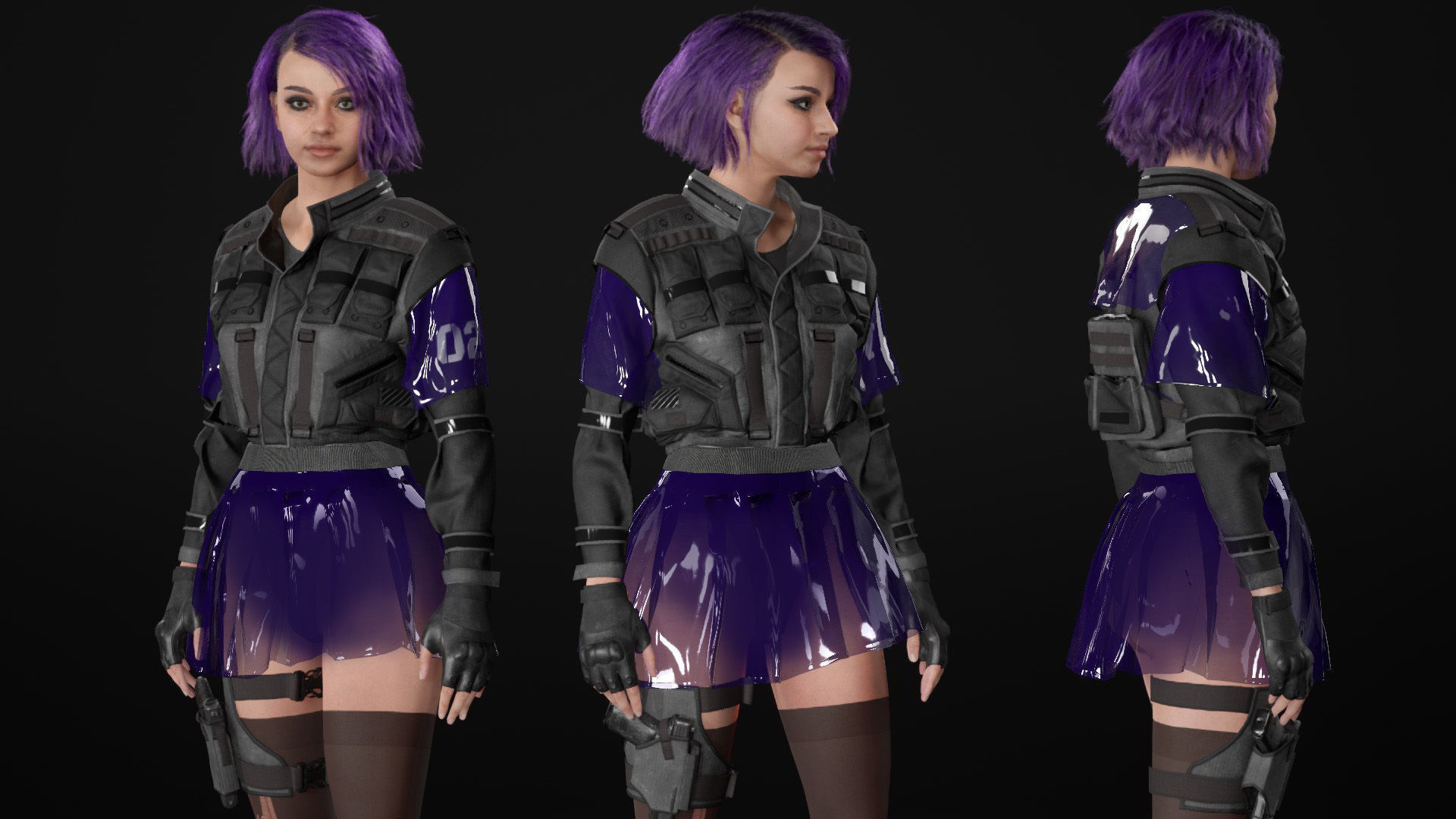 Mens and Womens Cyberpunk Outfits - Modular - Rigged 3D Model Collection_43