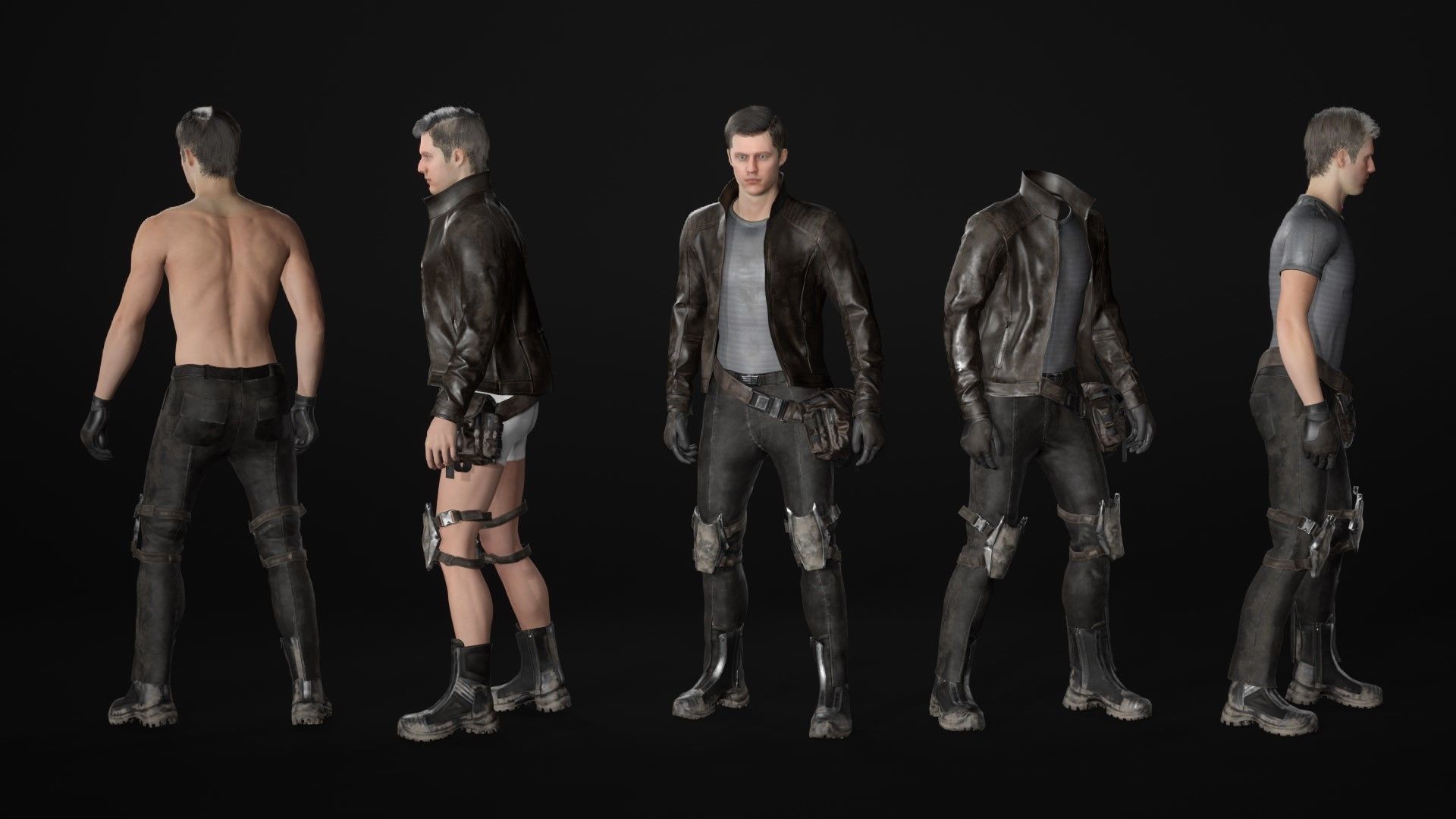 Mens and Womens Cyberpunk Outfits - Modular - Rigged 3D Model Collection_34
