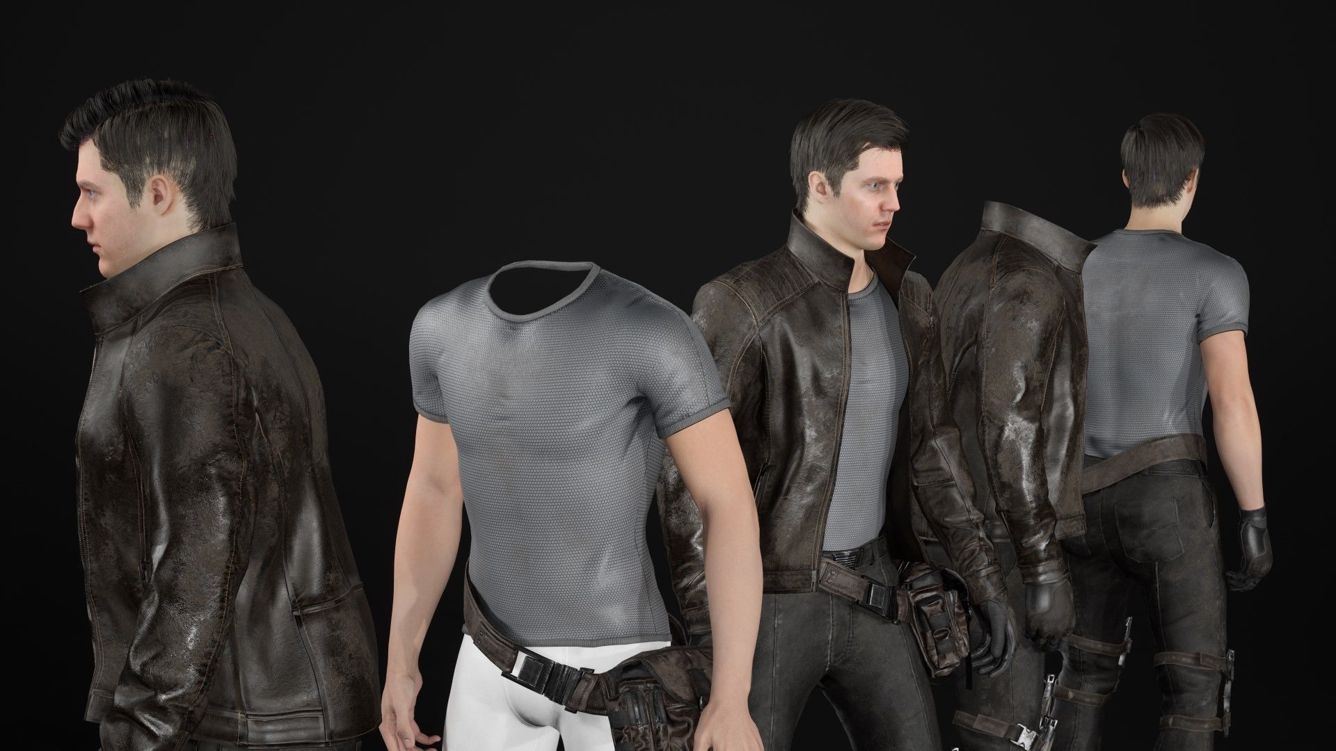 Mens and Womens Cyberpunk Outfits - Modular - Rigged 3D Model Collection_39