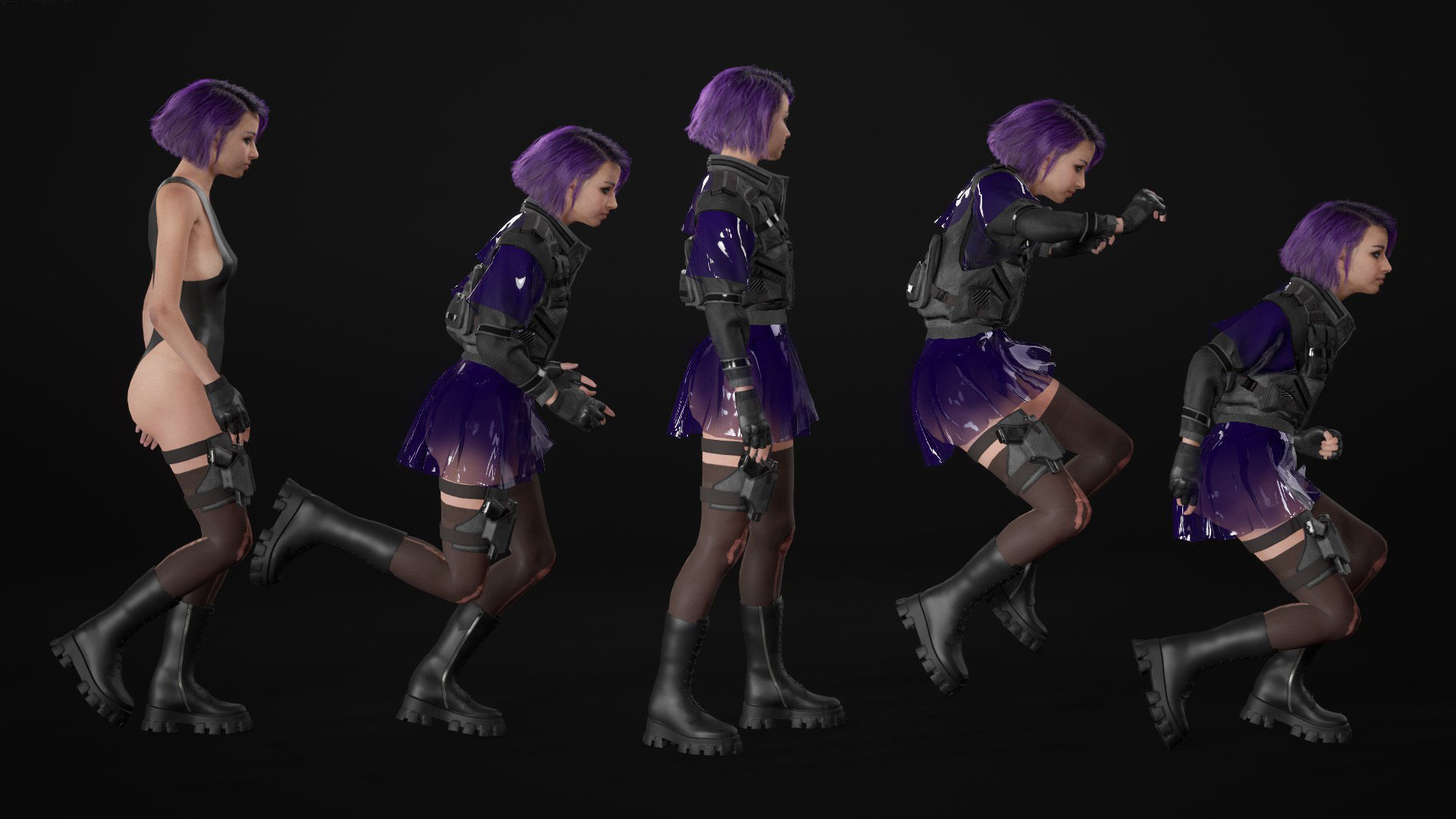 Mens and Womens Cyberpunk Outfits - Modular - Rigged 3D Model Collection_35