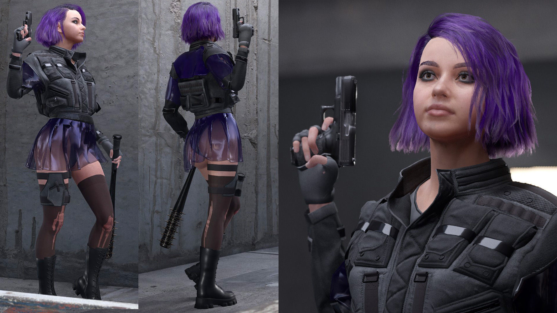 Mens and Womens Cyberpunk Outfits - Modular - Rigged 3D Model Collection_8