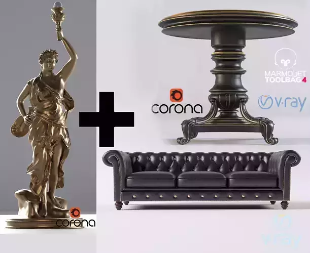 Decorative set Statue Sofa Table 