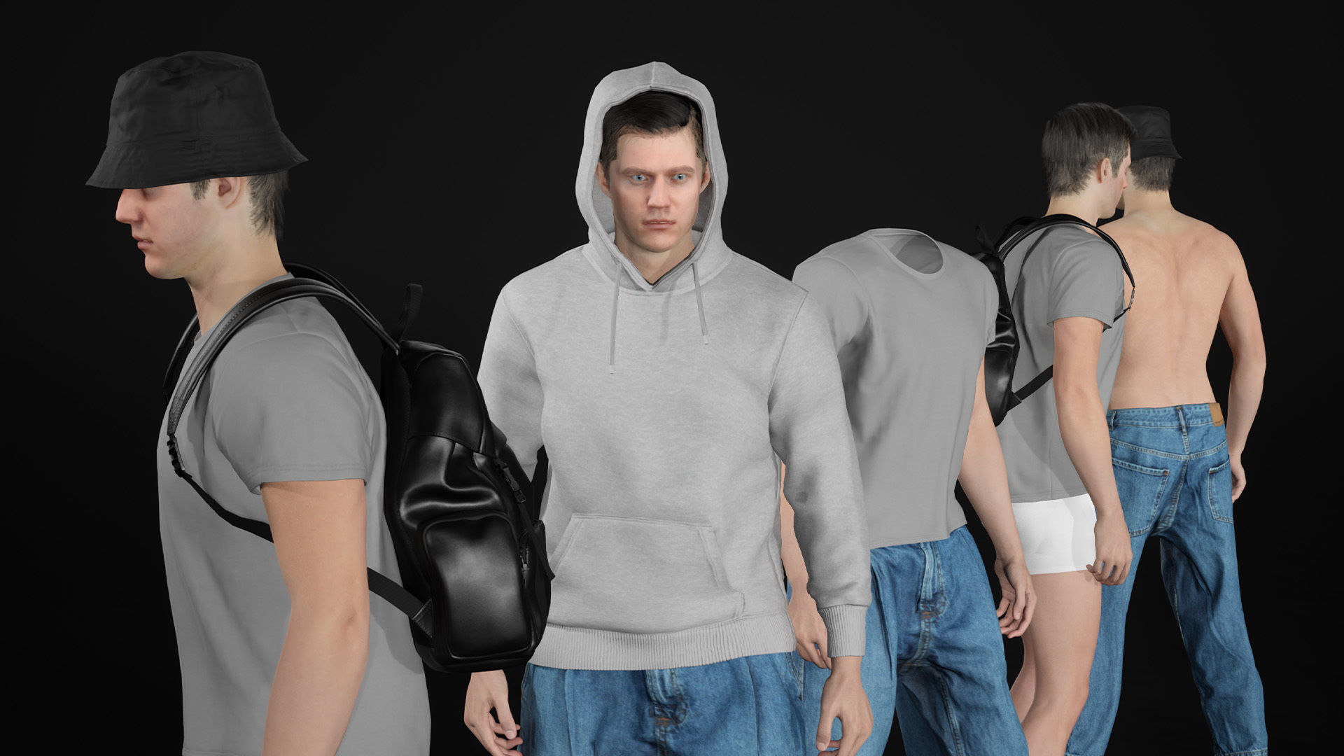 Mens and Womens Autumn Outfits - Modular - Rigged 3D Model Collection_34