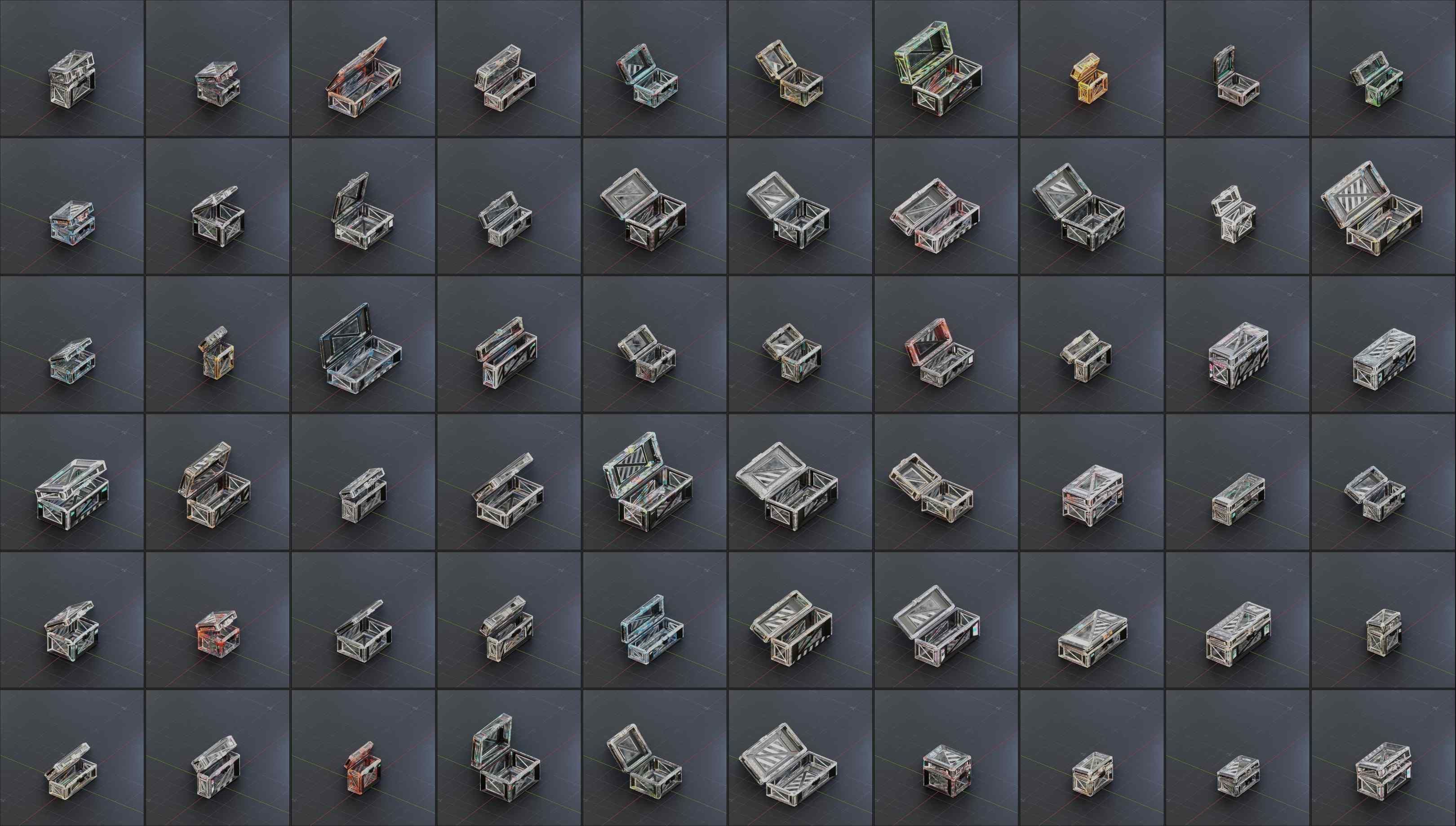 Sci-Fi Crate Box Sci Fi  Pack Bundle Kitbash  Low-poly 3D model_1