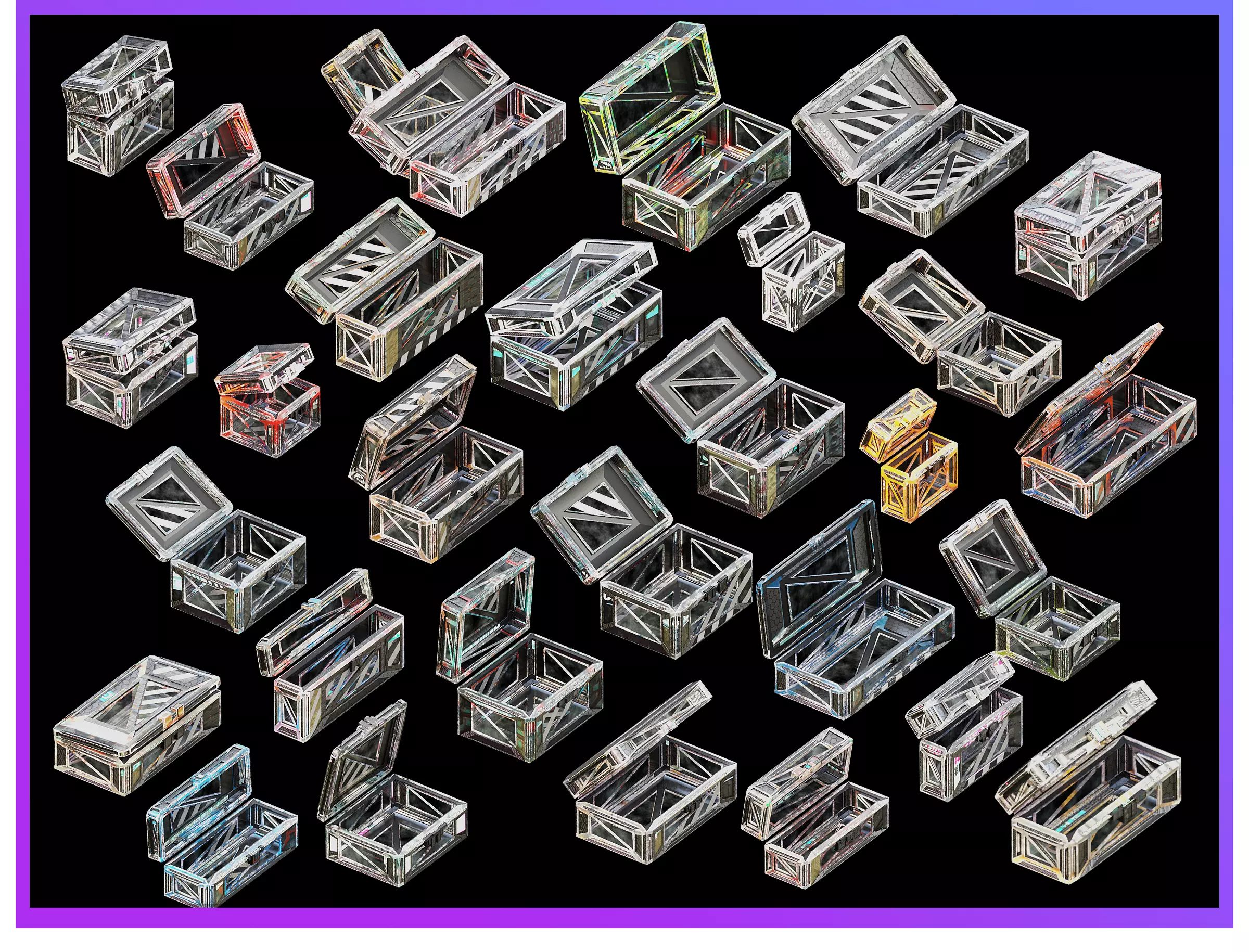 Sci-Fi Crate Box Sci Fi  Pack Bundle Kitbash  Low-poly 3D model_0