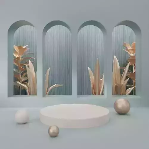 Cosmetic sky blue background and podium display