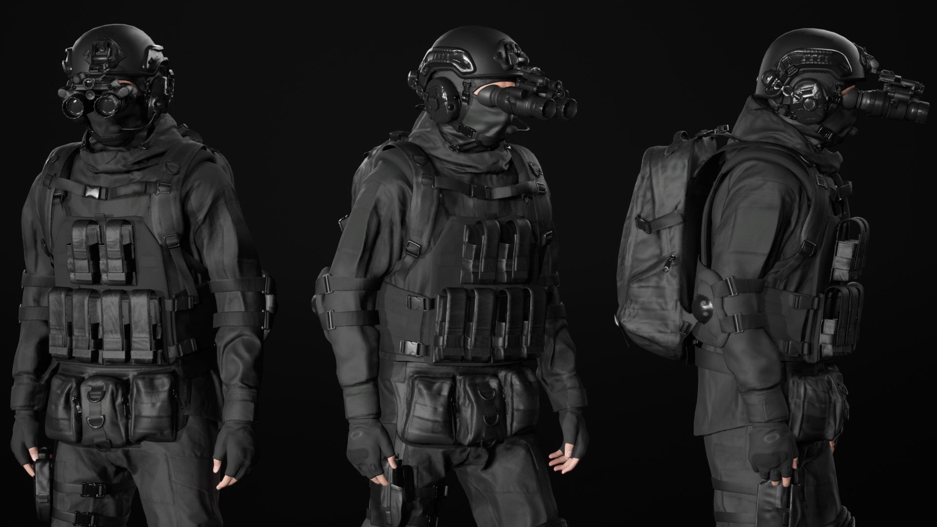 Mens Military Uniforms - Modular - Rigged 3D Model Collection_44