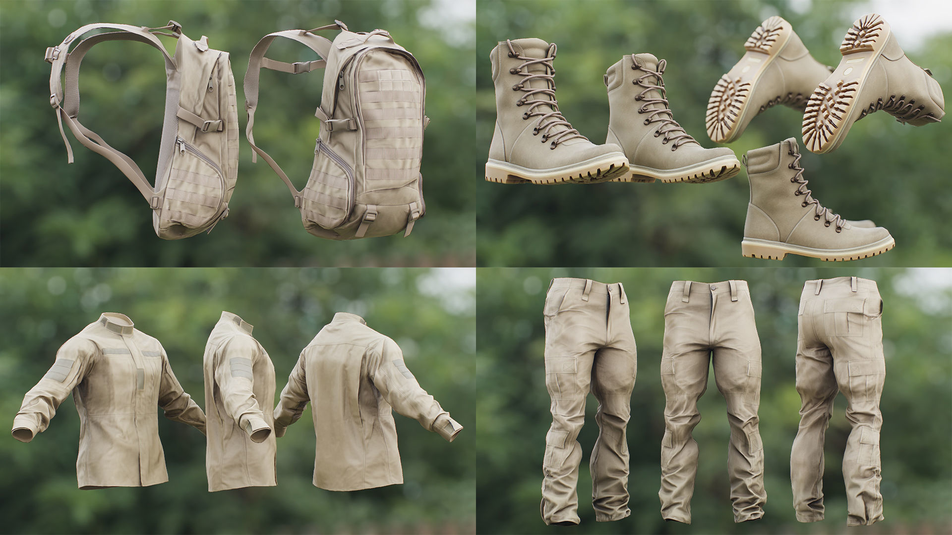 Mens Military Uniforms - Modular - Rigged 3D Model Collection_24