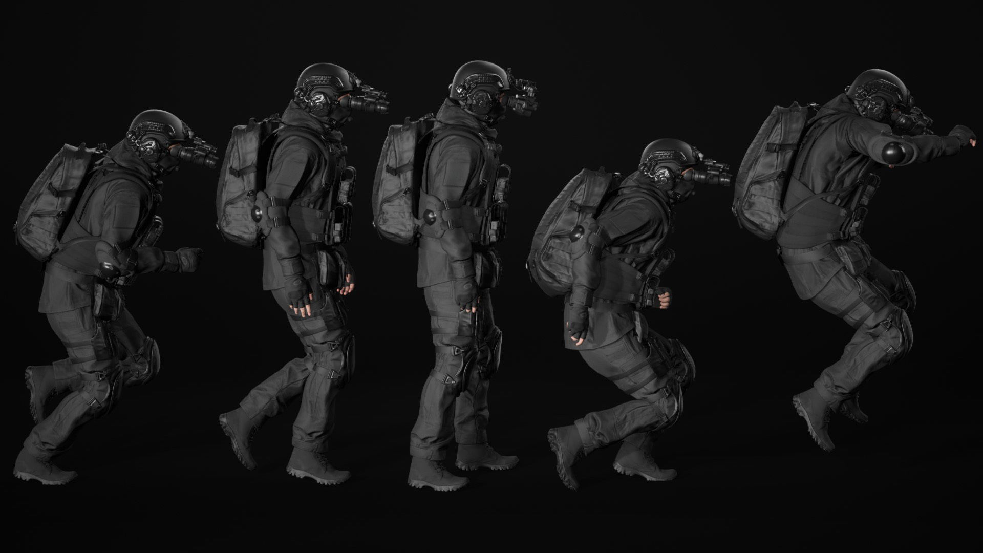 Mens Military Uniforms - Modular - Rigged 3D Model Collection_38