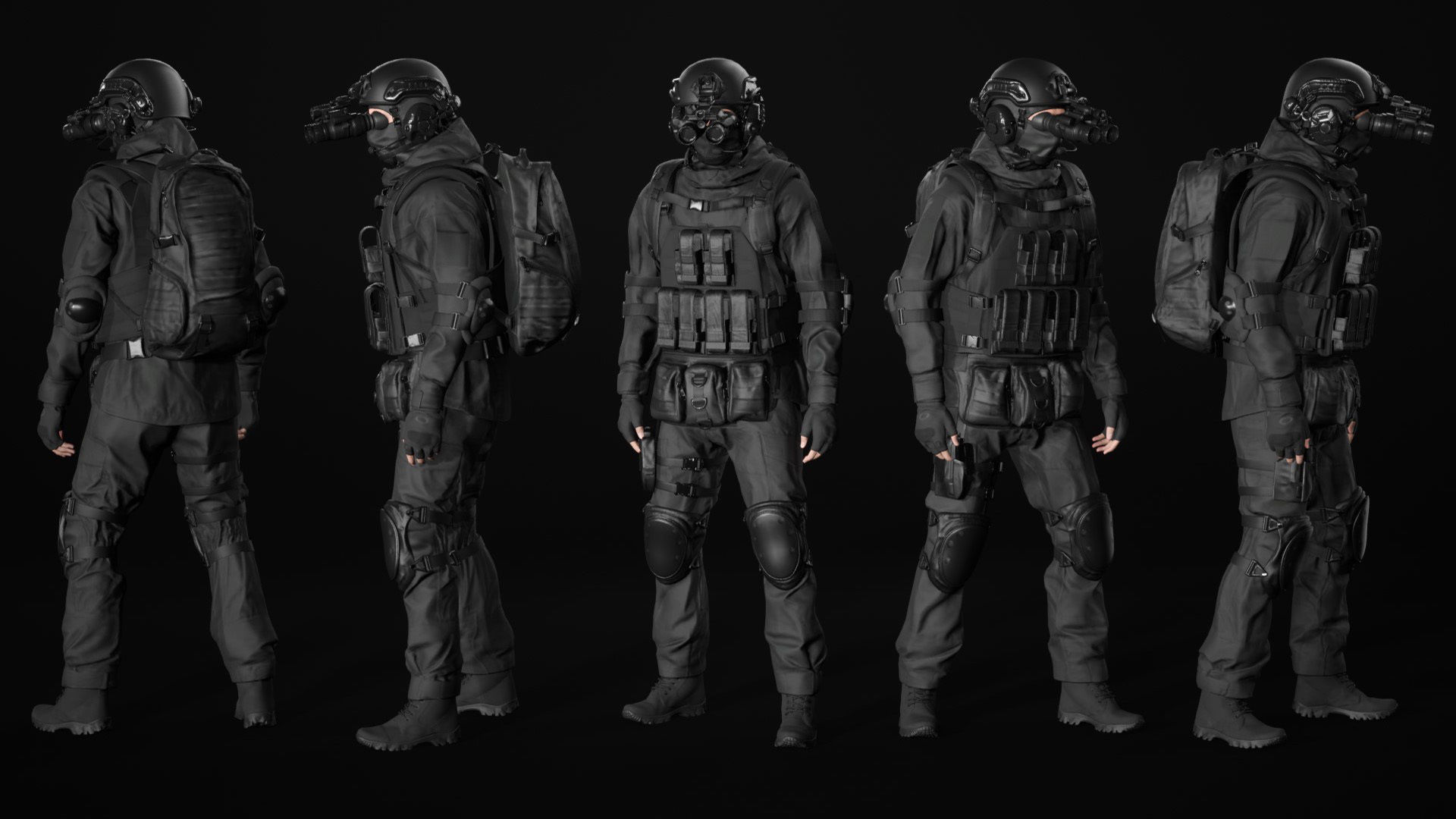 Mens Military Uniforms - Modular - Rigged 3D Model Collection_36