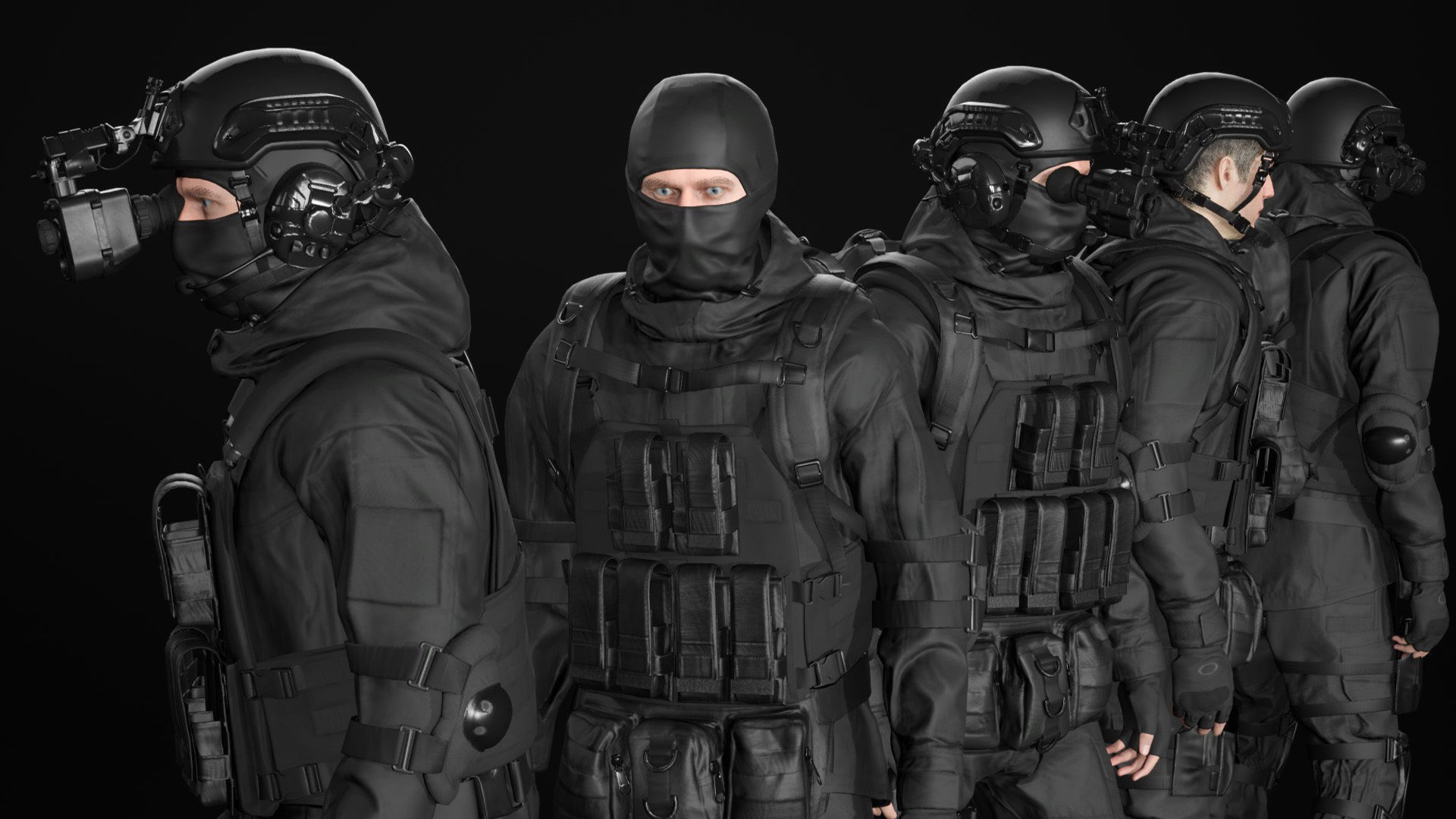 Mens Military Uniforms - Modular - Rigged 3D Model Collection_45