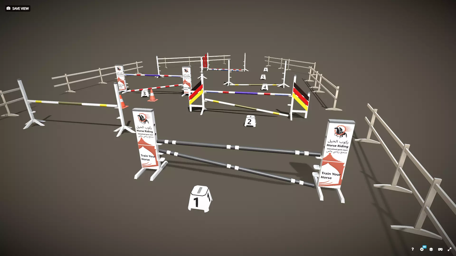 Horse Riding Obstacle Horse jumping Low poly pack Low-poly 3D model_0