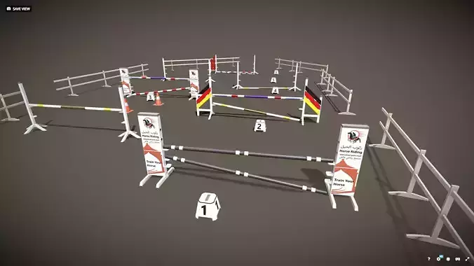 Horse Riding Obstacle Horse jumping Low poly pack Low-poly 3D model