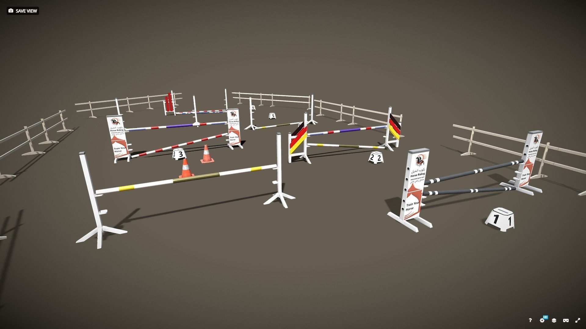 Horse Riding Obstacle Horse jumping Low poly pack Low-poly 3D model_2