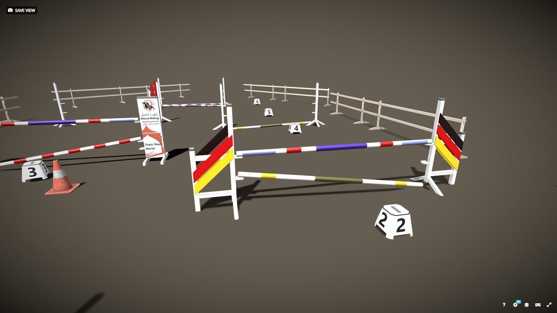 Horse Riding Obstacle Horse jumping Low poly pack Low-poly 3D model_3