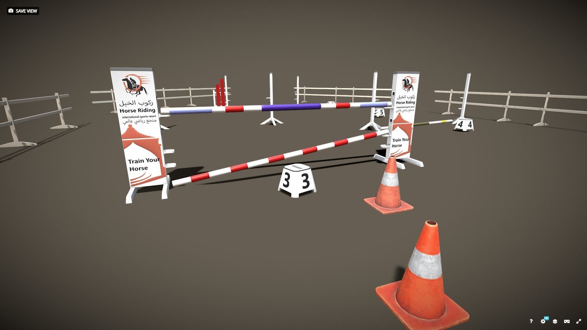 Horse Riding Obstacle Horse jumping Low poly pack Low-poly 3D model_4