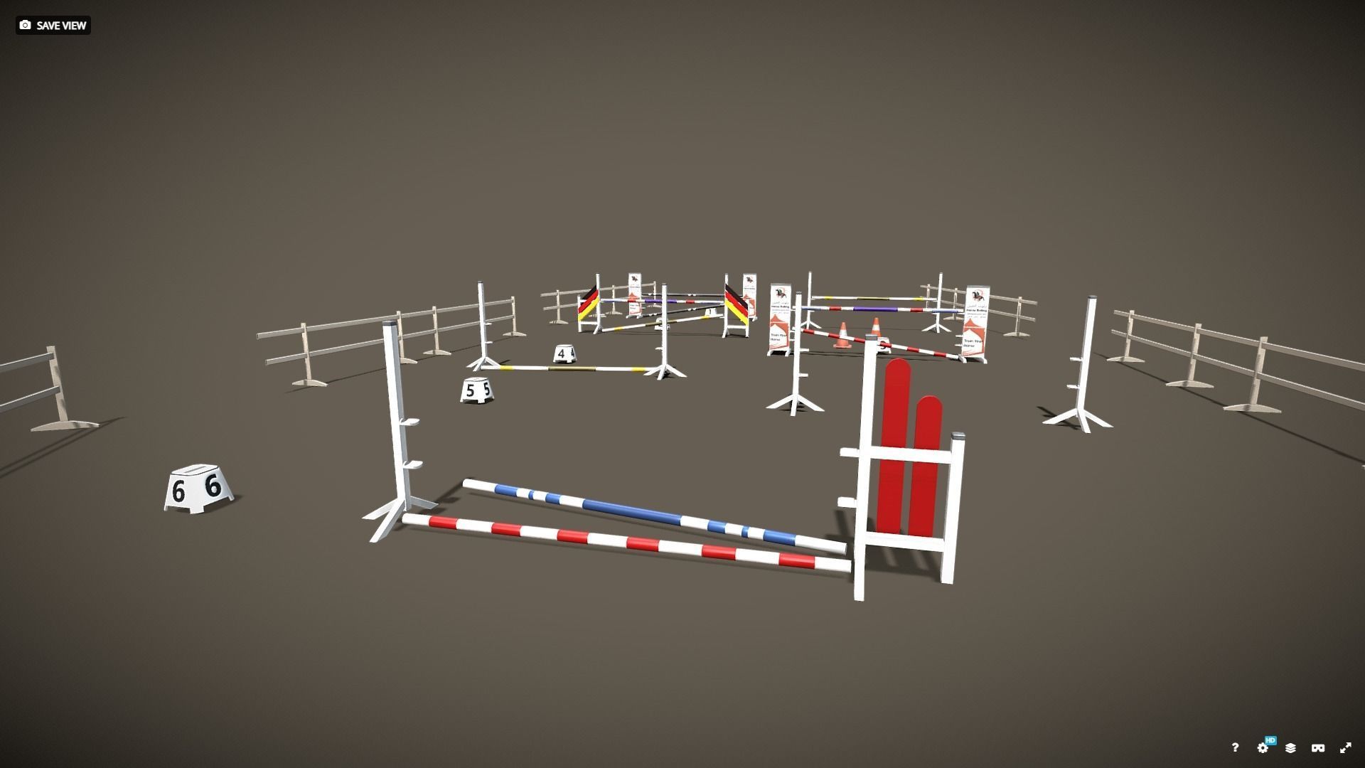 Horse Riding Obstacle Horse jumping Low poly pack Low-poly 3D model_5