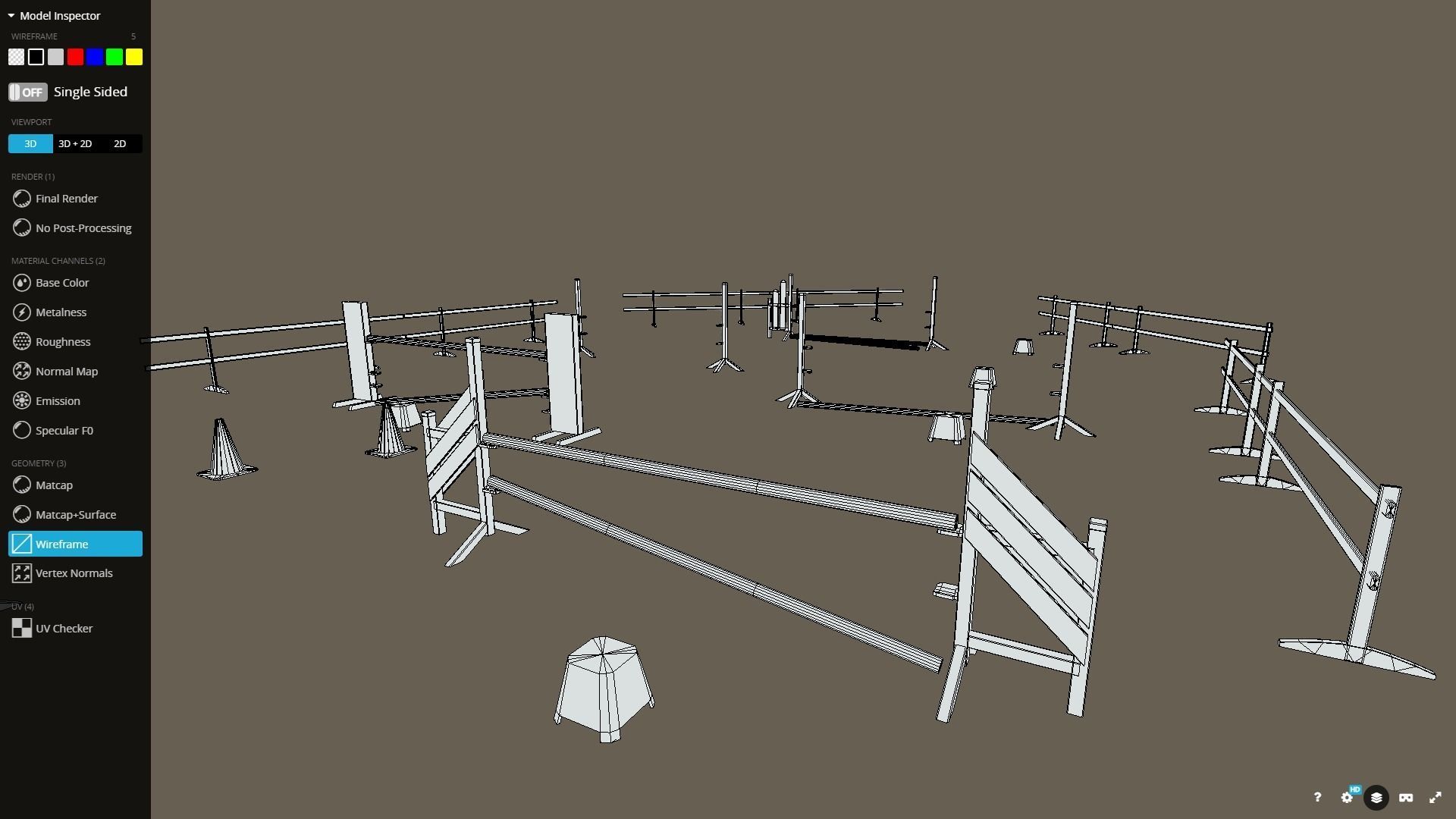 Horse Riding Obstacle Horse jumping Low poly pack Low-poly 3D model_7