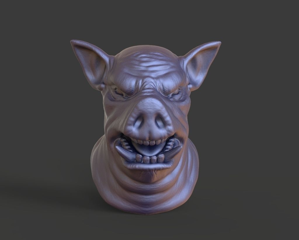 HEAD-Pig2 high poly sculpt 3D model 3D model_3