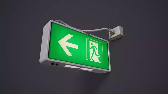 Emergency Exit Sign  Low-poly 3D model