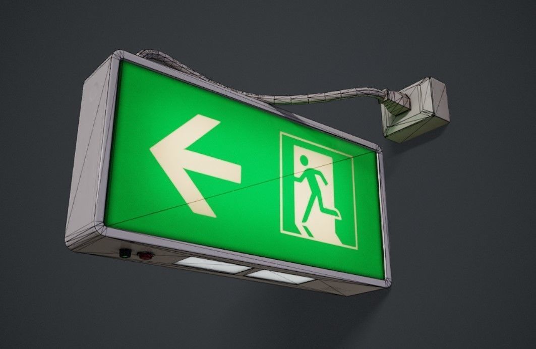 Emergency Exit Sign  Low-poly 3D model_14